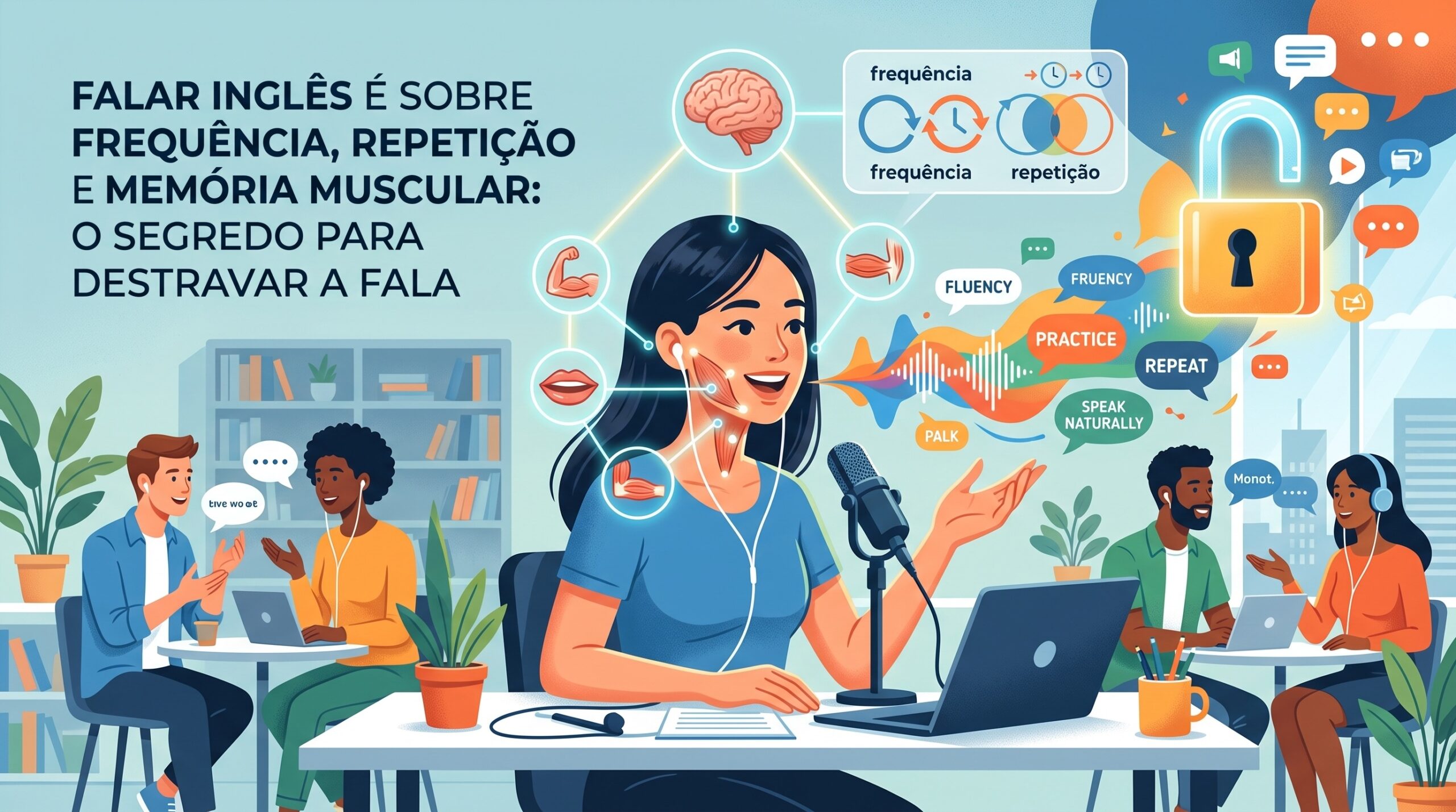 Título: Falar inglês é sobre frequência, repetição e memória muscular: o segredo para destravar a fala